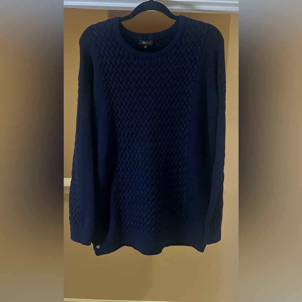 Women’s Anthropologie Babaton Navy Blue Textured 100% Merino Wool Sweater M.